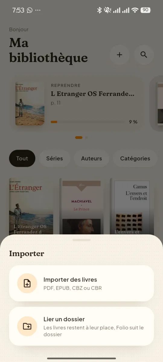 Import books or link a folder